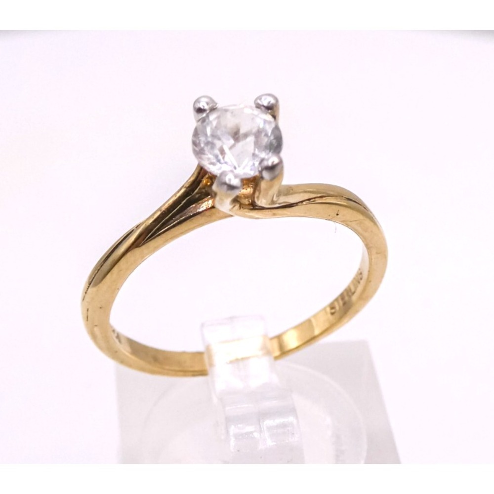 14k Gold Over Sterling Silver .5 Carat Solitaire Cubic Zirconia Engagement Ring